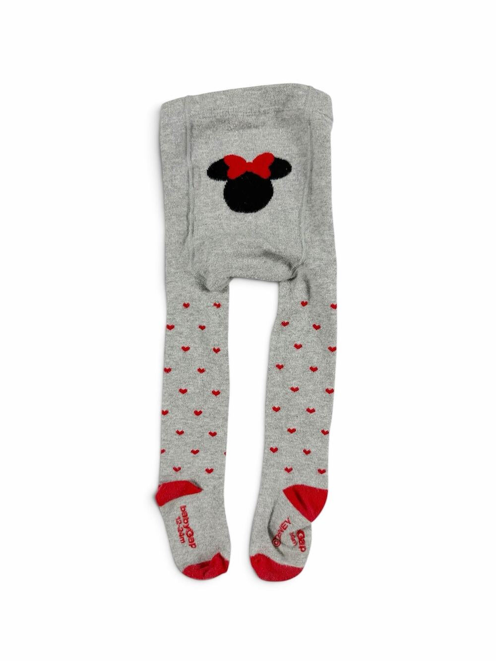 Gap Disney Minnie Mouse Heart Print Tights Gray Red Size 12–24 Months